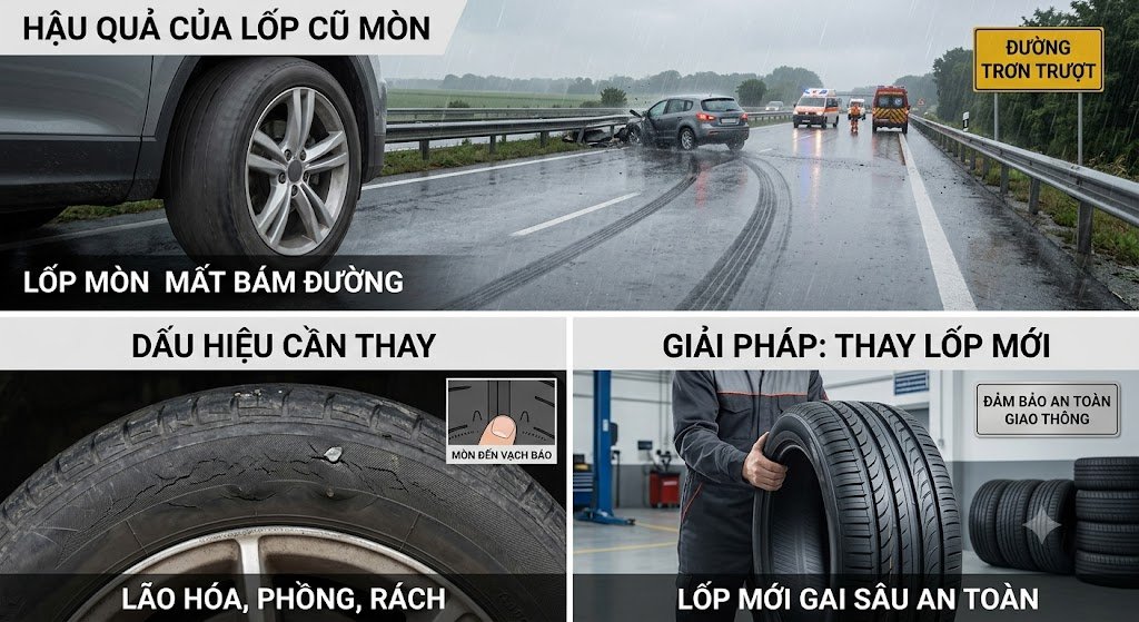 dấu hiệu cần thay thế lốp xe ô tô