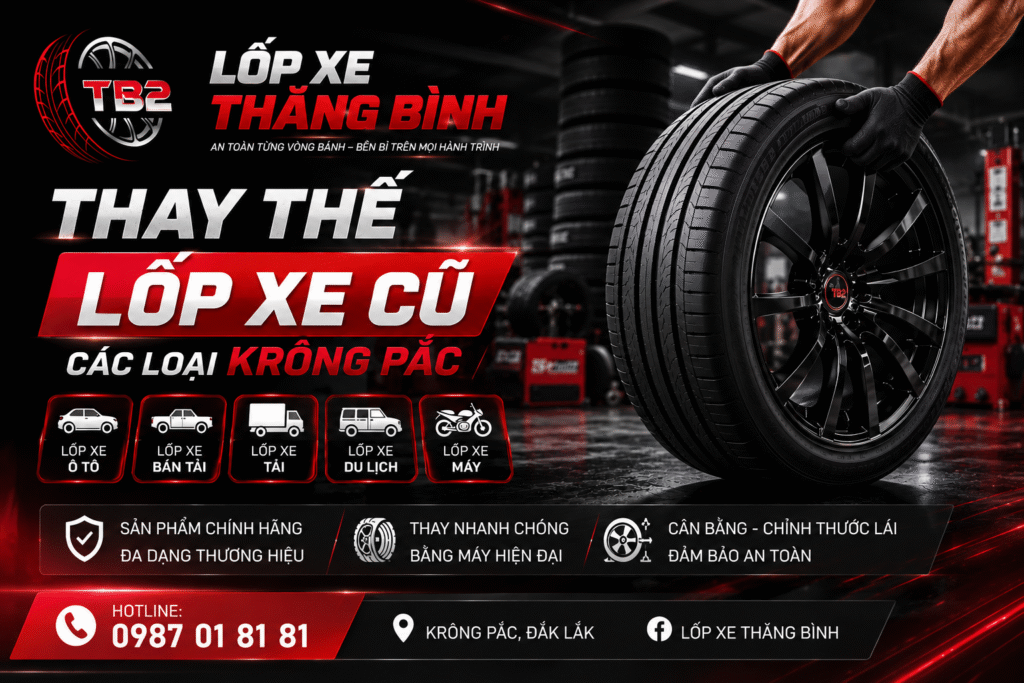 thay thế lốp xe cũ các loại krông pắc